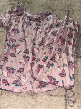 Girls Pink Unicorn & Rose Pajama Set